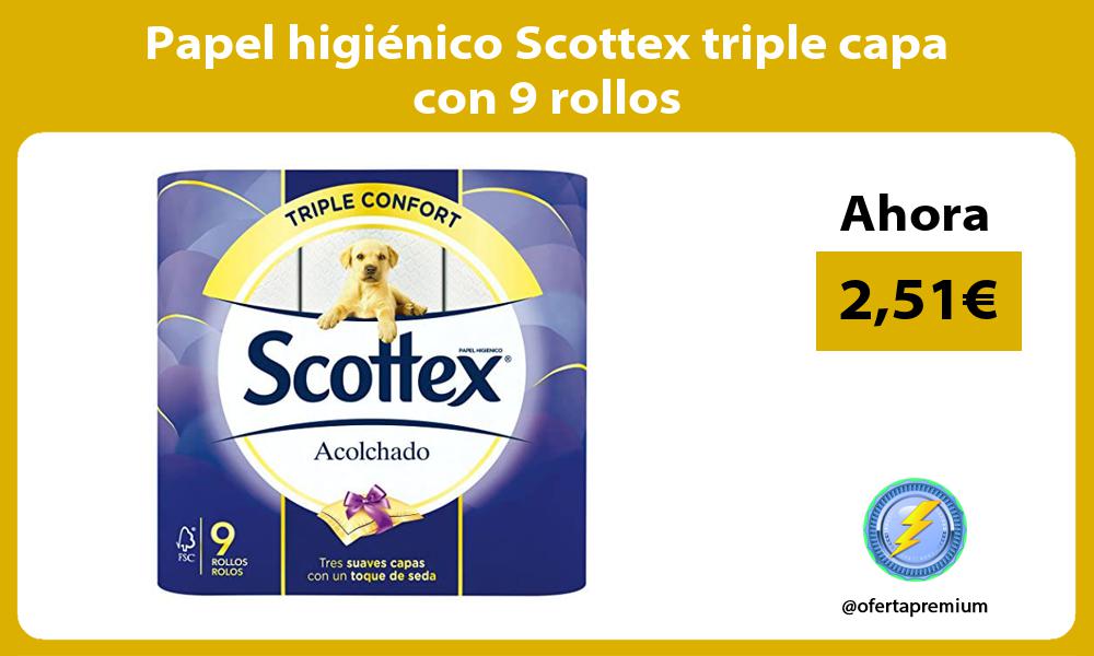 Papel higiénico Scottex triple capa con 9 rollos