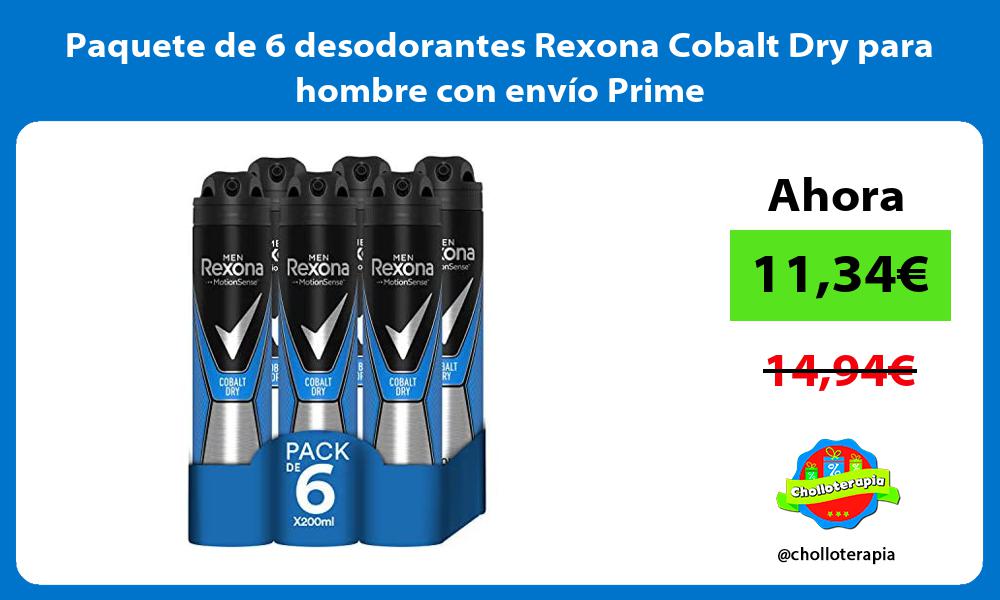 Paquete de 6 desodorantes Rexona Cobalt Dry para hombre con envío Prime