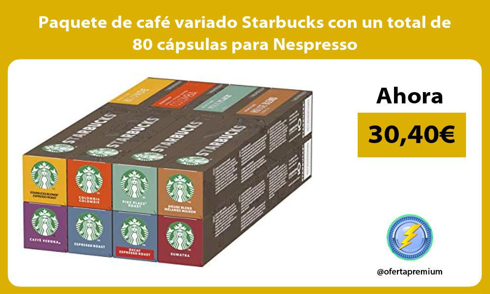 Paquete de café variado Starbucks con un total de 80 cápsulas para Nespresso