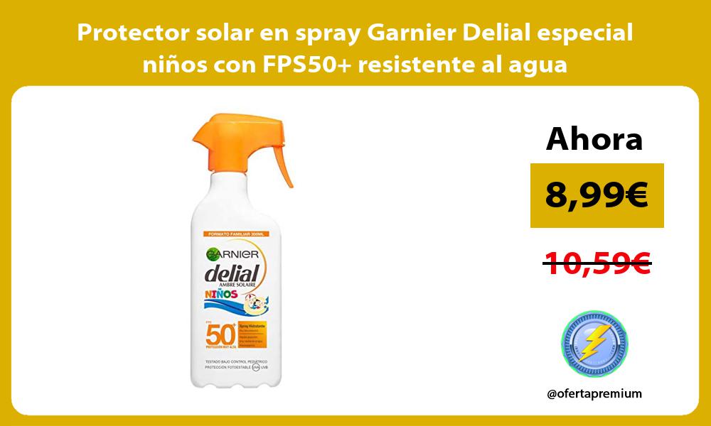Protector solar en spray Garnier Delial especial niños con FPS50 resistente al agua