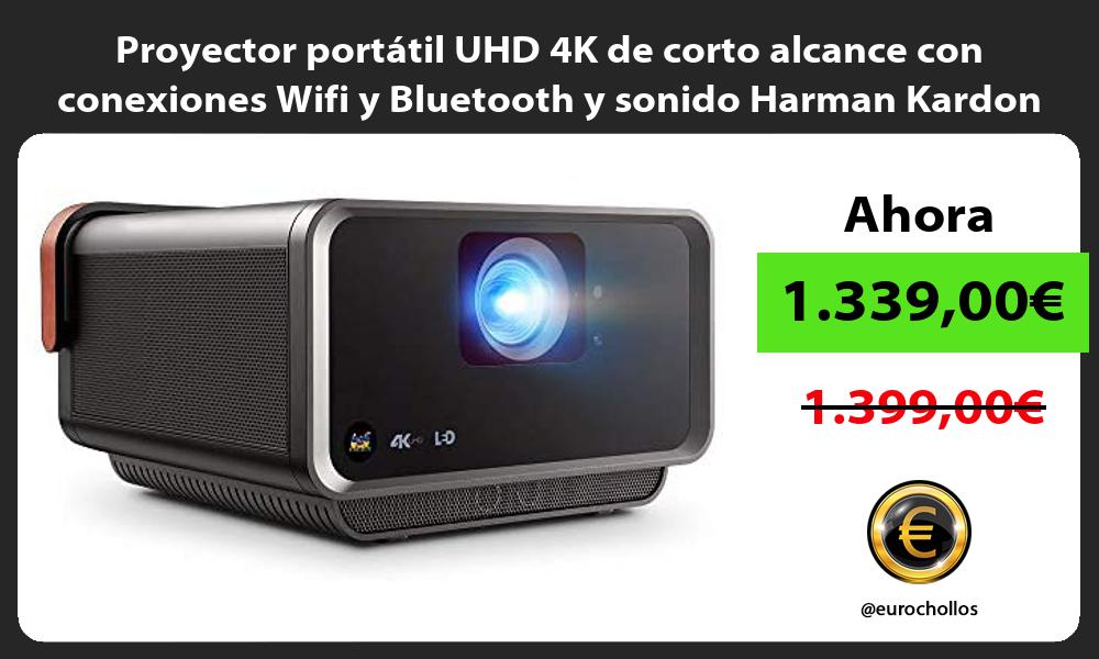 Proyector portátil UHD 4K de corto alcance con conexiones Wifi y Bluetooth y sonido Harman Kardon