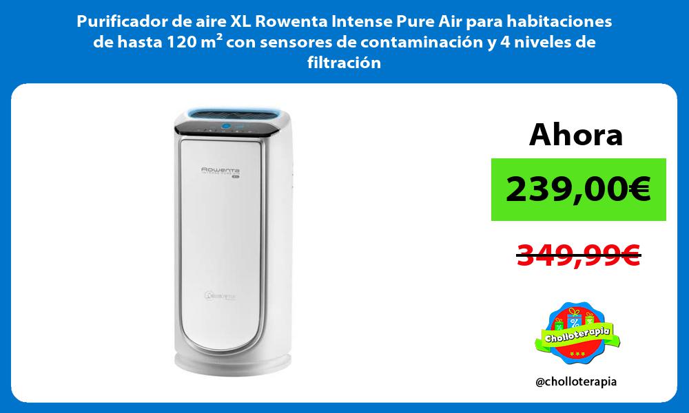Purificador de aire XL Rowenta Intense Pure Air para habitaciones de hasta 120 m² con sensores de contaminación y 4 niveles de filtración