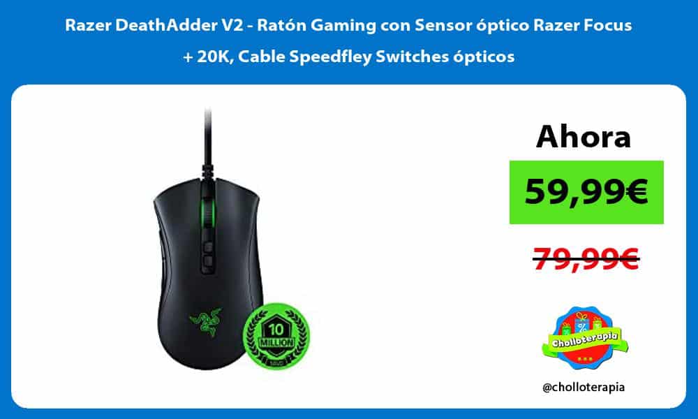 Razer DeathAdder V2 Ratón Gaming con Sensor óptico Razer Focus 20K Cable Speedfley Switches ópticos