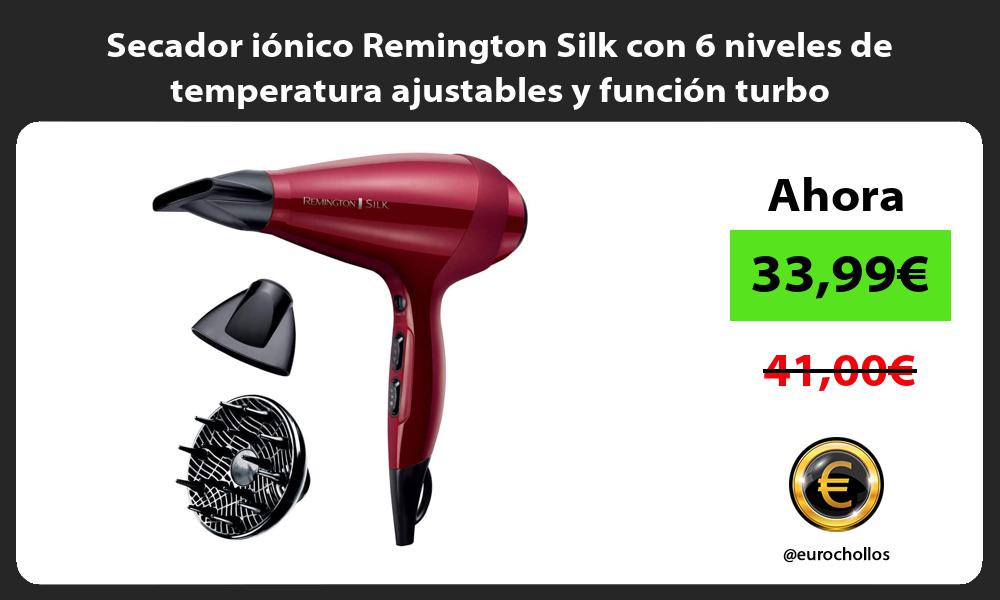 Secador iónico Remington Silk con 6 niveles de temperatura ajustables y función turbo