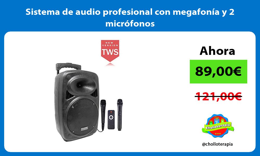 Sistema de audio profesional con megafonía y 2 micrófonos