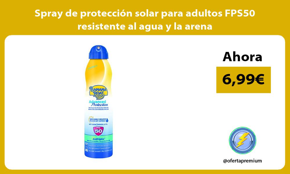 Spray de protección solar para adultos FPS50 resistente al agua y la arena