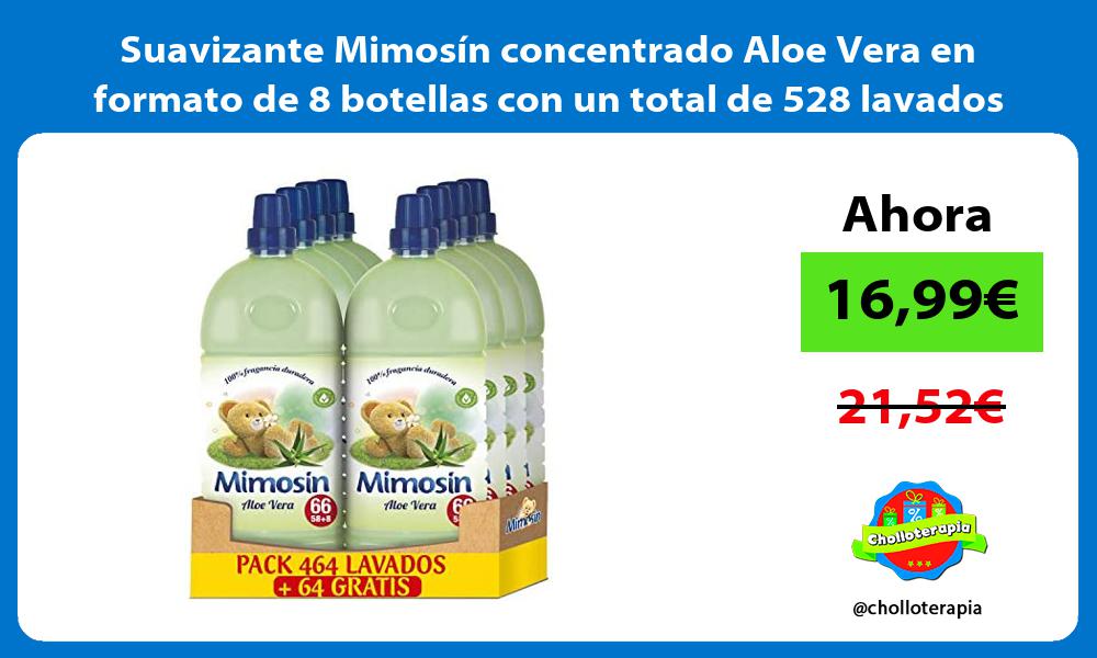 Suavizante Mimosín concentrado Aloe Vera en formato de 8 botellas con un total de 528 lavados