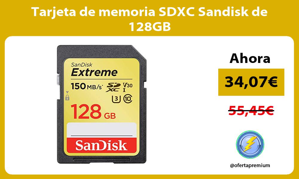 Tarjeta de memoria SDXC Sandisk de 128GB