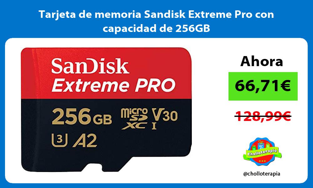 Tarjeta de memoria Sandisk Extreme Pro con capacidad de 256GB
