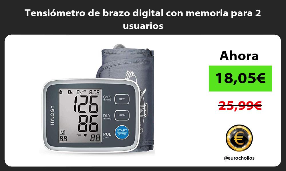 Tensiómetro de brazo digital con memoria para 2 usuarios