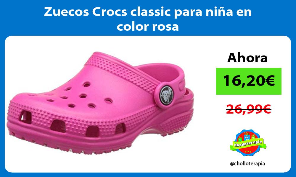 Zuecos Crocs classic para niña en color rosa