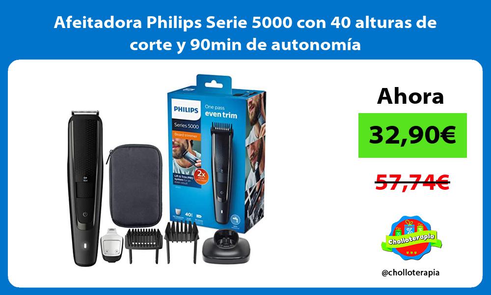 Afeitadora Philips Serie 5000 con 40 alturas de corte y 90min de autonomía