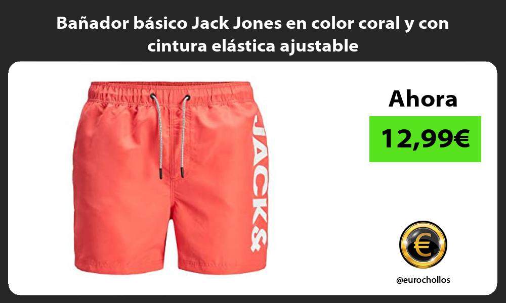 Bañador básico Jack Jones en color coral y con cintura elástica ajustable