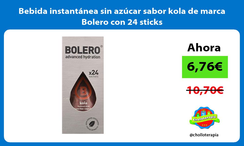 Bebida instantánea sin azúcar sabor kola de marca Bolero con 24 sticks