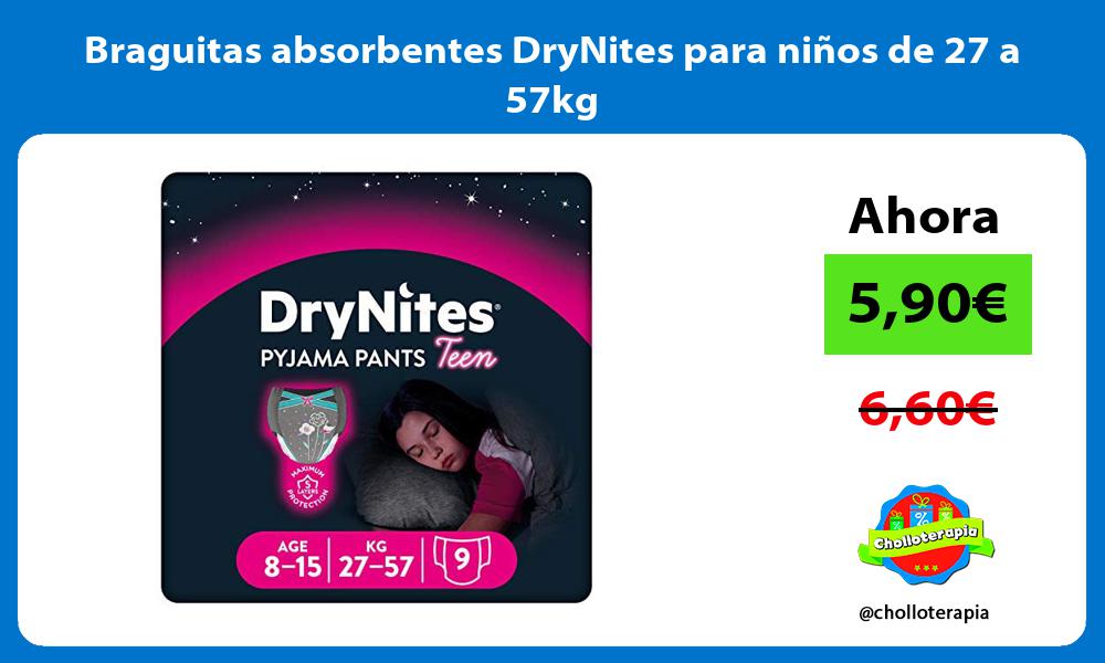 Braguitas absorbentes DryNites para niños de 27 a 57kg