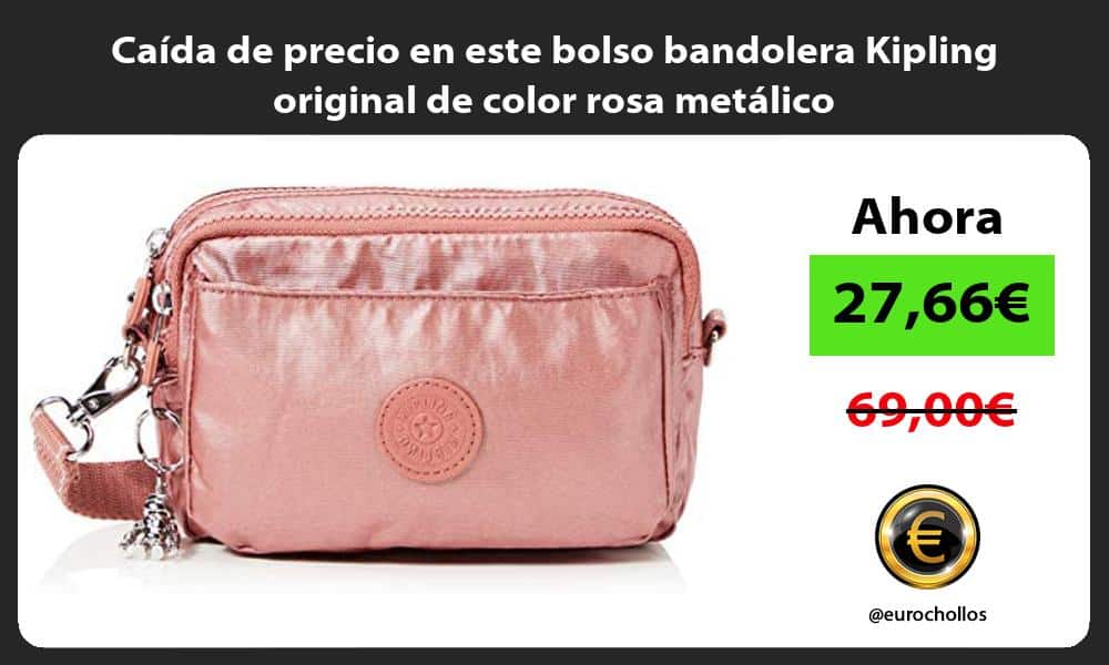 Caída de precio en este bolso bandolera Kipling original de color rosa metálico