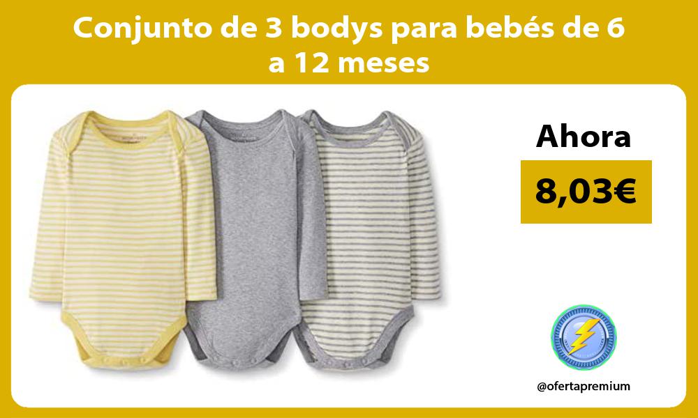 Conjunto de 3 bodys para bebés de 6 a 12 meses