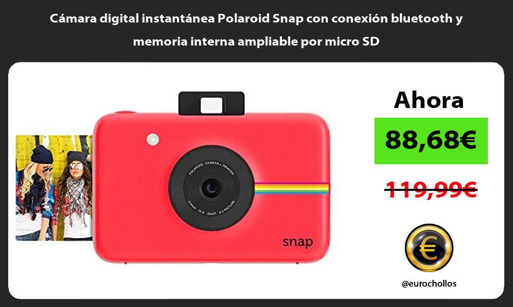 Cámara digital instantánea Polaroid Snap con conexión bluetooth y memoria interna ampliable por micro SD