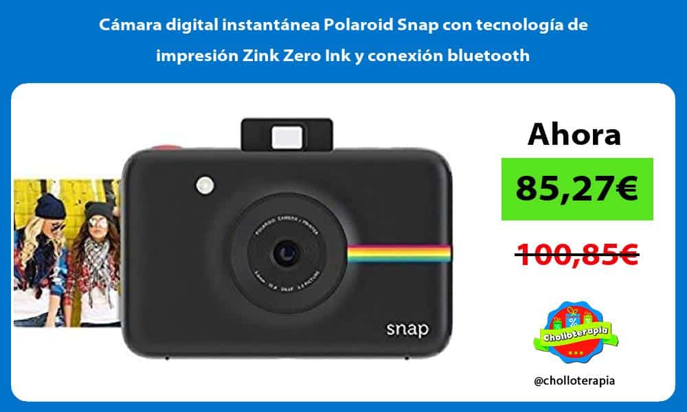 Cámara digital instantánea Polaroid Snap con tecnología de impresión Zink Zero Ink y conexión bluetooth