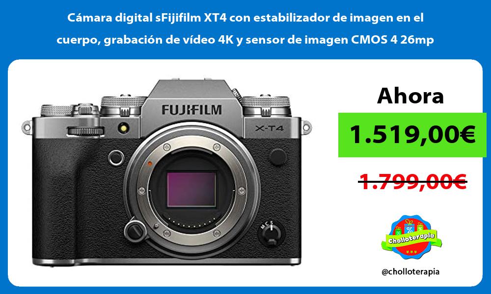 Cámara digital sFijifilm XT4 con estabilizador de imagen en el cuerpo grabación de vídeo 4K y sensor de imagen CMOS 4 26mp