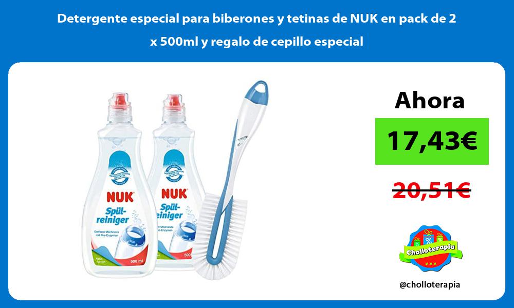 Detergente especial para biberones y tetinas de NUK en pack de 2 x 500ml y regalo de cepillo especial