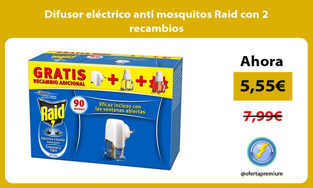 Difusor eléctrico anti mosquitos Raid con 2 recambios