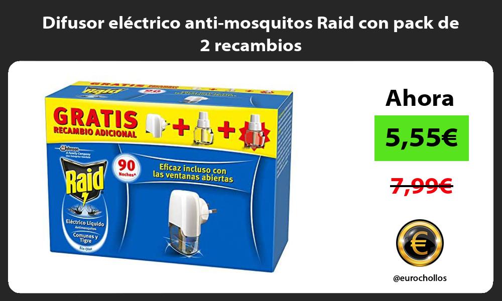 Difusor eléctrico anti mosquitos Raid con pack de 2 recambios