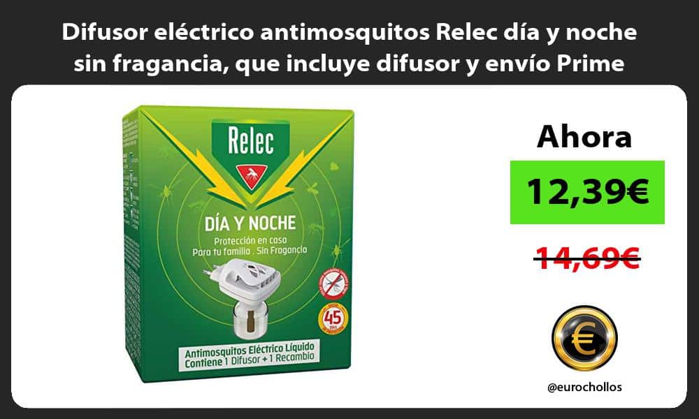 Difusor eléctrico antimosquitos Relec día y noche sin fragancia que incluye difusor y envío Prime