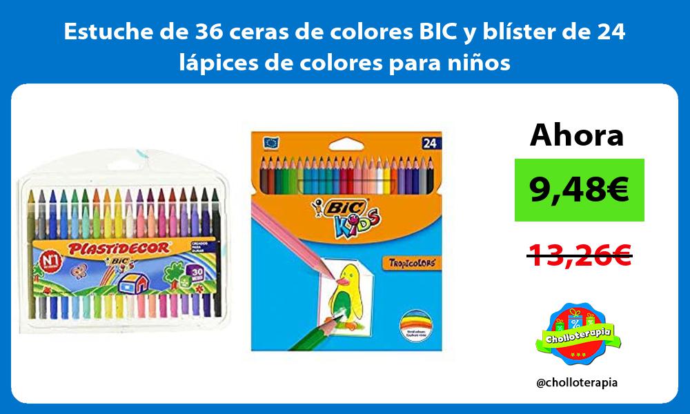 Estuche de 36 ceras de colores BIC y blíster de 24 lápices de colores para niños
