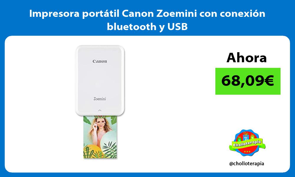 Impresora portátil Canon Zoemini con conexión bluetooth y USB