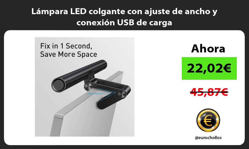 Lámpara LED colgante con ajuste de ancho y conexión USB de carga
