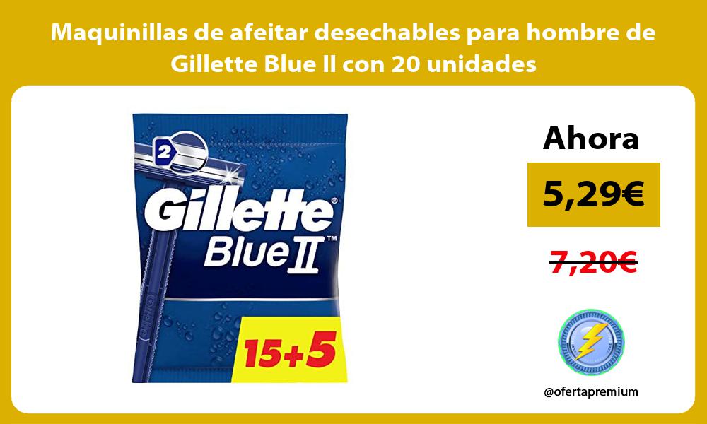 Maquinillas de afeitar desechables para hombre de Gillette Blue II con 20 unidades