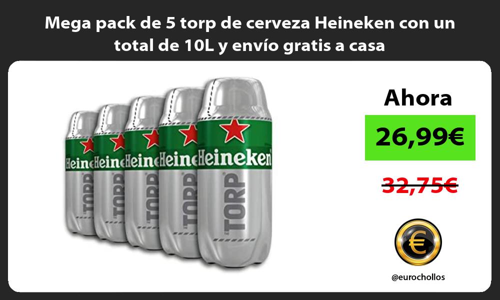 Mega pack de 5 torp de cerveza Heineken con un total de 10L y envío gratis a casa