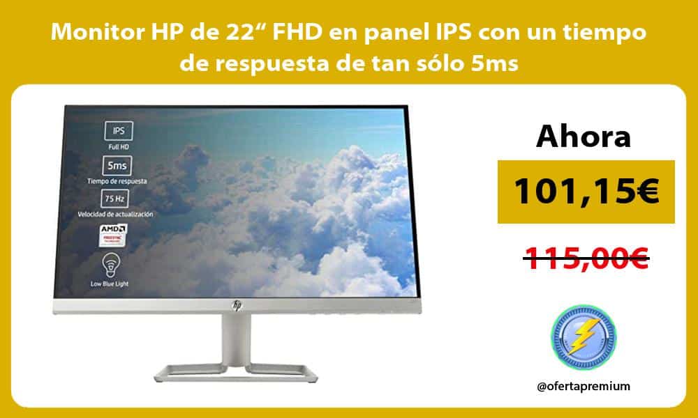 Monitor HP de 22“ FHD en panel IPS con un tiempo de respuesta de tan sólo 5ms