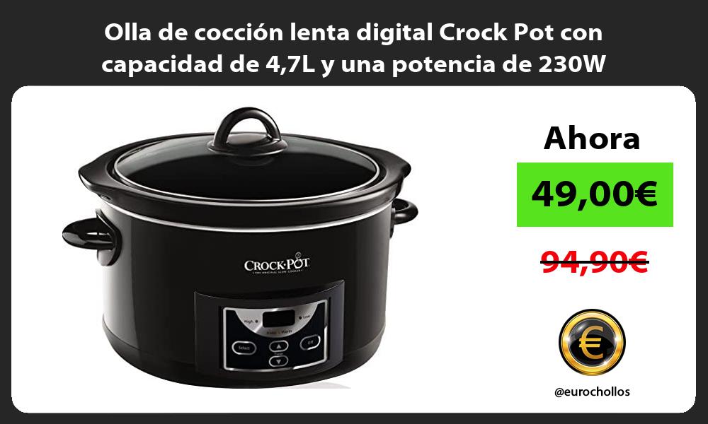 Olla de cocción lenta digital Crock Pot con capacidad de 47L y una potencia de 230W