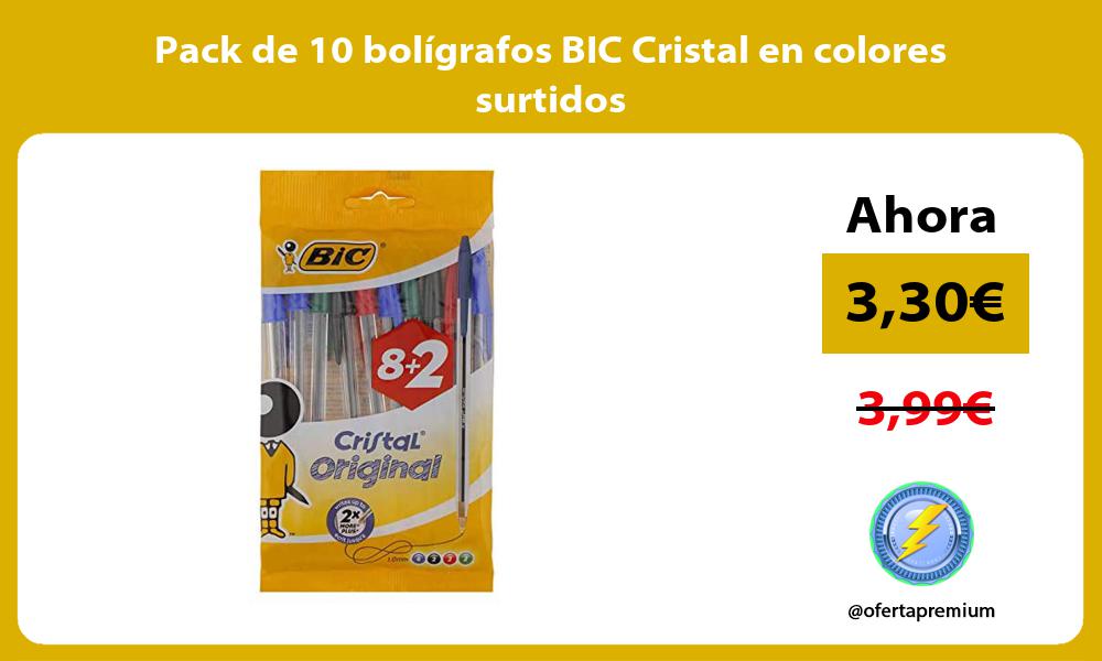 Pack de 10 bolígrafos BIC Cristal en colores surtidos