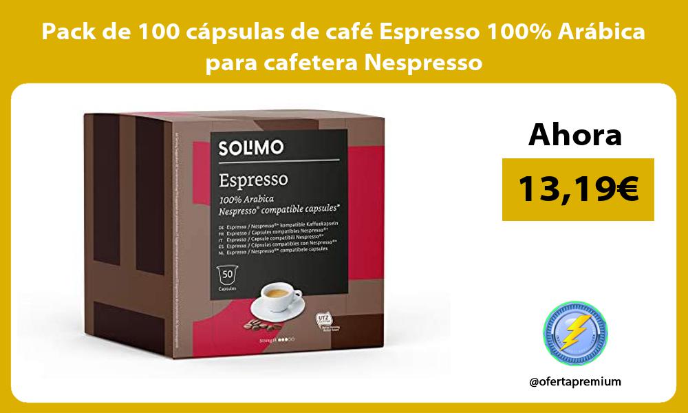Pack de 100 cápsulas de café Espresso 100 Arábica para cafetera Nespresso