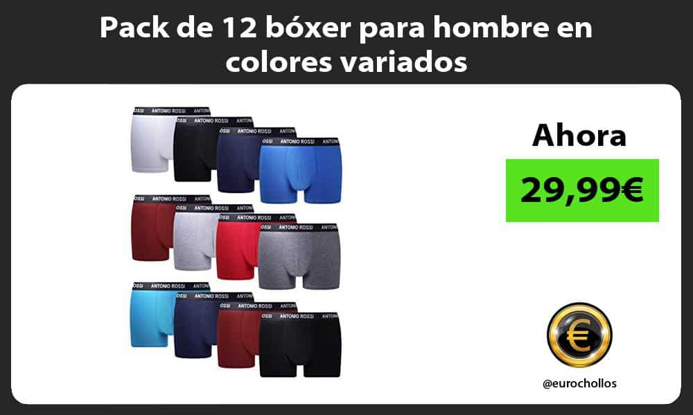 Pack de 12 bóxer para hombre en colores variados