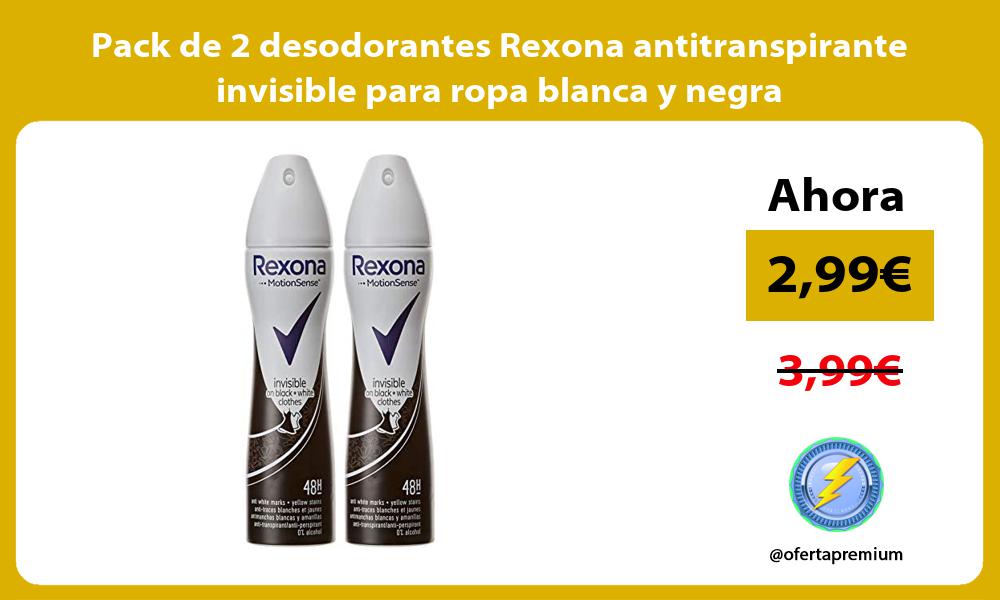Pack de 2 desodorantes Rexona antitranspirante invisible para ropa blanca y negra