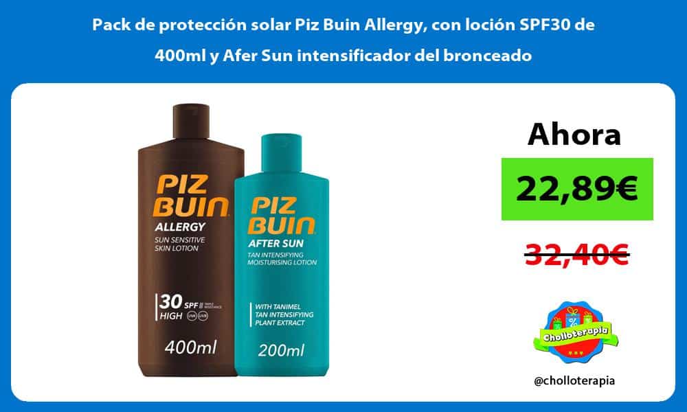 Pack de protección solar Piz Buin Allergy con loción SPF30 de 400ml y Afer Sun intensificador del bronceado