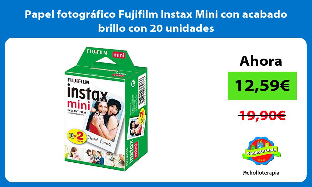 Papel fotográfico Fujifilm Instax Mini con acabado brillo con 20 unidades