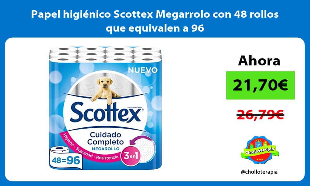 Papel higiénico Scottex Megarrolo con 48 rollos que equivalen a 96