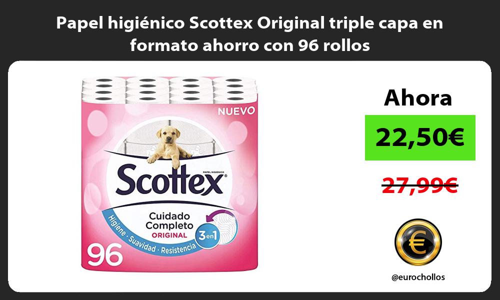 Papel higiénico Scottex Original triple capa en formato ahorro con 96 rollos