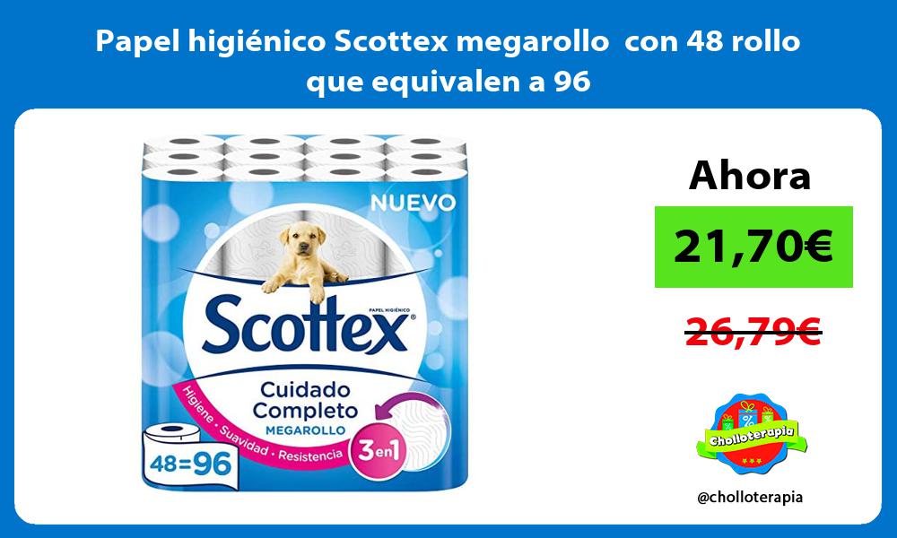 Papel higiénico Scottex megarollo con 48 rollo que equivalen a 96