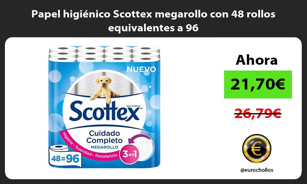 Papel higiénico Scottex megarollo con 48 rollos equivalentes a 96