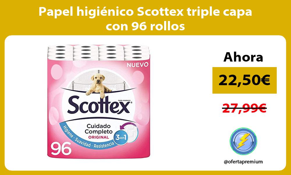 Papel higiénico Scottex triple capa con 96 rollos
