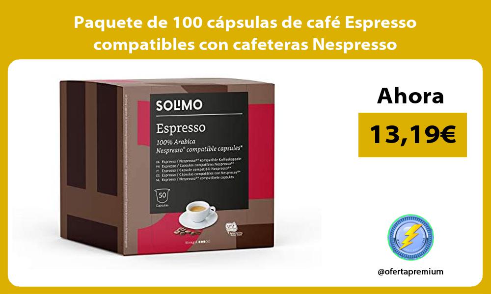 Paquete de 100 cápsulas de café Espresso compatibles con cafeteras Nespresso