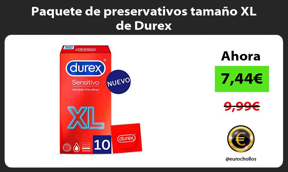 Paquete de preservativos tamaño XL de Durex
