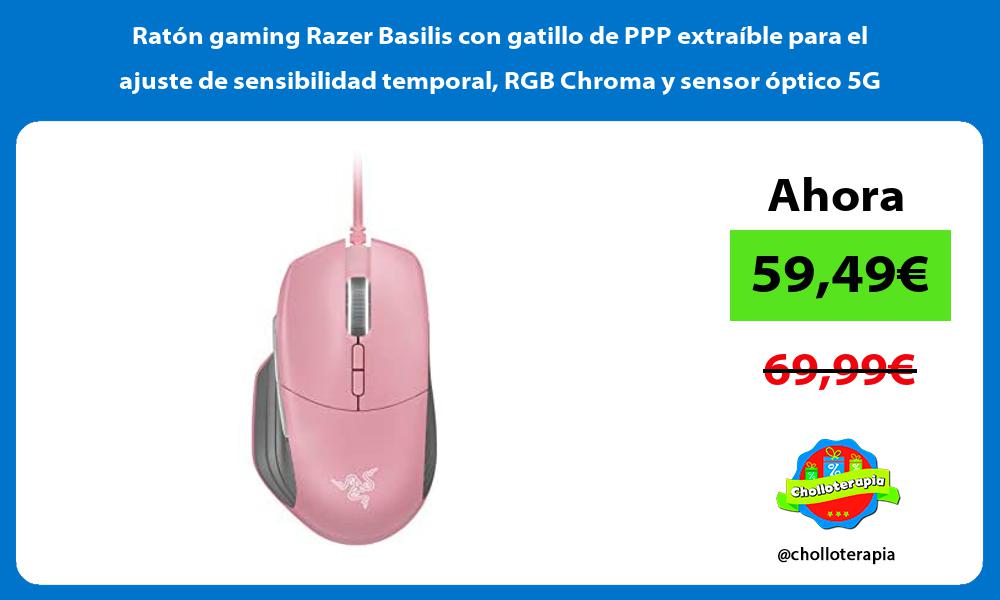 Ratón gaming Razer Basilis con gatillo de PPP extraíble para el ajuste de sensibilidad temporal RGB Chroma y sensor óptico 5G
