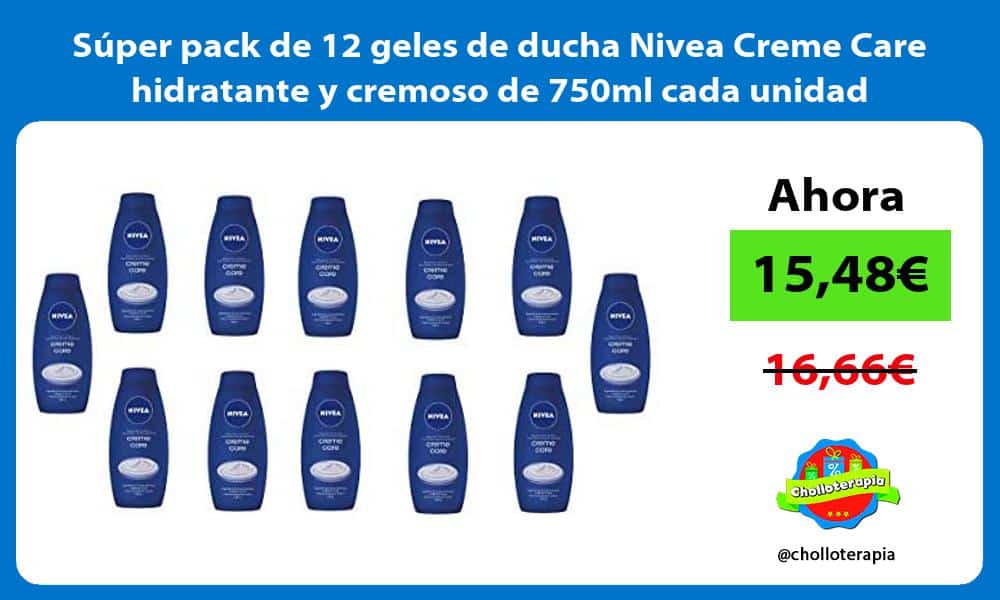 Súper pack de 12 geles de ducha Nivea Creme Care hidratante y cremoso de 750ml cada unidad